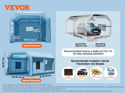 SucceBuy Inflatable Paint Booth – Portable Car Spray Booth with Dual Blowers & Advanced Air Filtration System