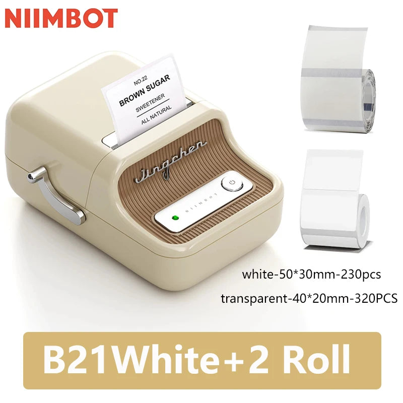 Niimbot B21 / B21S Mini Portable Thermal Label Printer – Bluetooth Wireless Sticker Printer for Home & Office