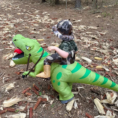 Inflatable Riding Dinosaur Costume – Funny Green Dino Suit for Kids & Adults