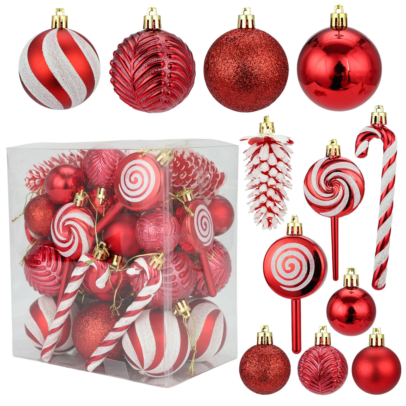 Christmas Ball Ornament Set – 29/36/40pcs Red, Gold & Silver Hanging Tree Decorations (2024 Edition)
