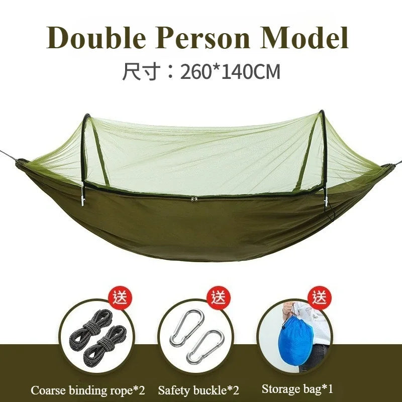 Camping Hammock with Mosquito Net 2025 – Outdoor Sleeping Hammock for Camping & Garden with Storage Bag