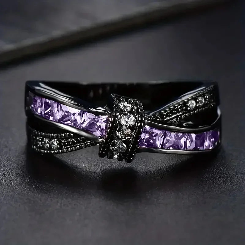 Purple Cubic Zirconia Cocktail Ring – High-End Square Crystal Women’s Fashion Jewelry (2025)