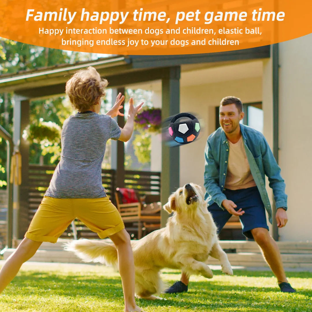 Football & Tennis Ball Dog Toy – Durable Rubber Squeaky Teething Ball for Outdoor Training