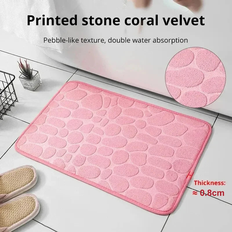 Embossed Fiber Non-Slip Floor Mat for Bathroom & Living Room