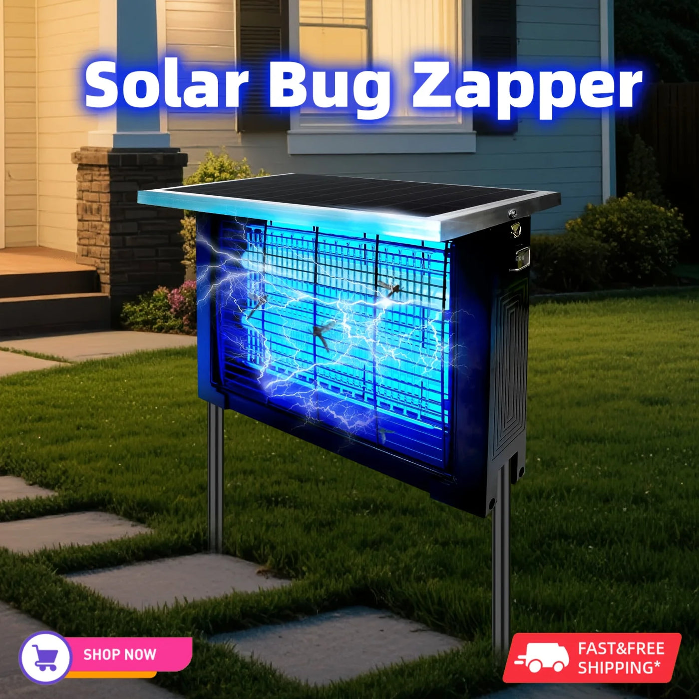 Powerful Solar Bug Zapper – Outdoor Rechargeable Mosquito Killer for Up to 2000 sq.ft