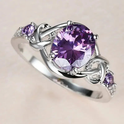 Purple Cubic Zirconia Cocktail Ring – High-End Square Crystal Women’s Fashion Jewelry (2025)