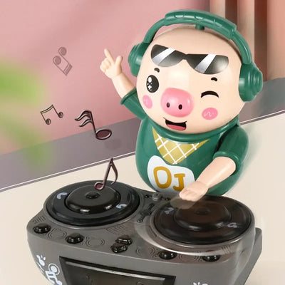 DJ Pig Electric Dancing Toy – Lights, Music & Swinging Disc Cartoon Pig for Kids