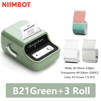 Niimbot B21 / B21S Mini Portable Thermal Label Printer – Bluetooth Wireless Sticker Printer for Home & Office
