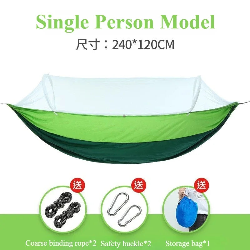 Camping Hammock with Mosquito Net 2025 – Outdoor Sleeping Hammock for Camping & Garden with Storage Bag