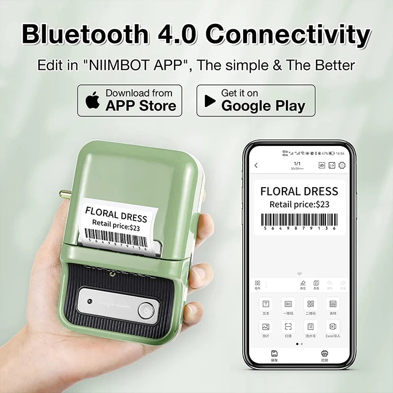 Niimbot B21 / B21S Mini Portable Thermal Label Printer – Bluetooth Wireless Sticker Printer for Home & Office