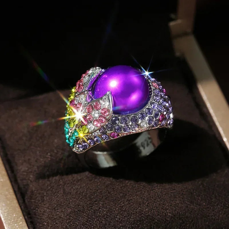 Purple Cubic Zirconia Cocktail Ring – High-End Square Crystal Women’s Fashion Jewelry (2025)