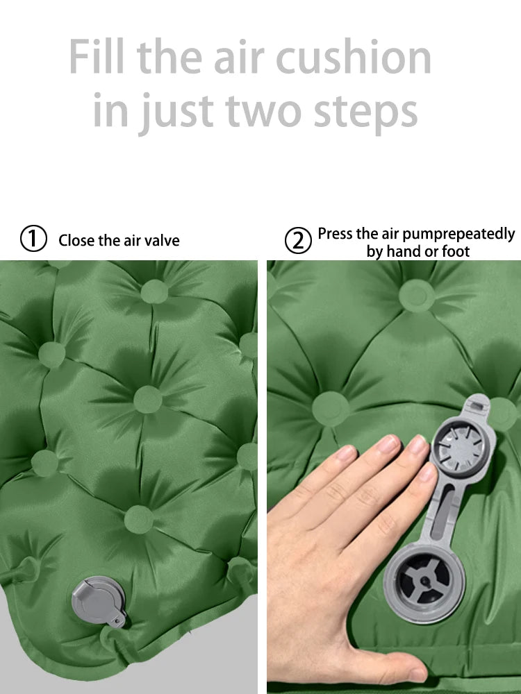 Outdoor Camping Double Inflatable Mattress – Extra Wide Ultralight Sleeping Pad with Built-In Pump