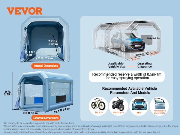 SucceBuy Inflatable Paint Booth – Portable Car Spray Booth with Dual Blowers & Advanced Air Filtration System