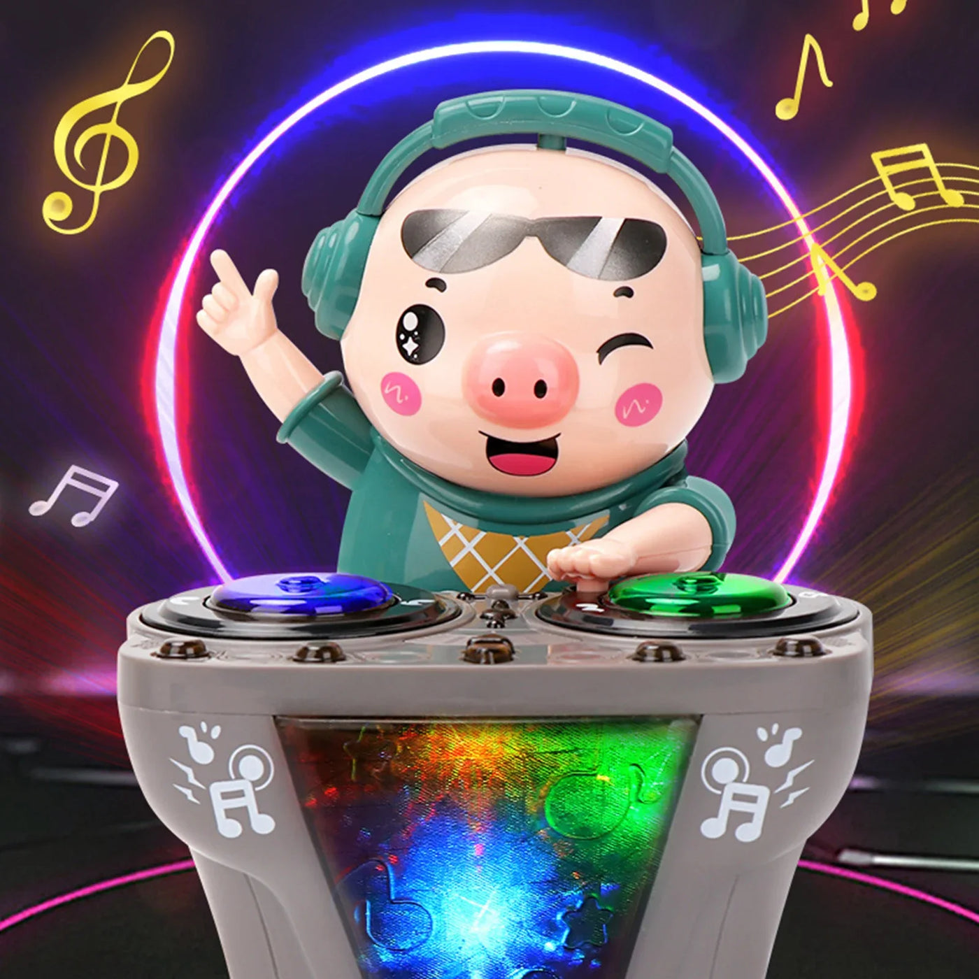DJ Pig Electric Dancing Toy – Lights, Music & Swinging Disc Cartoon Pig for Kids
