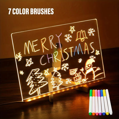 LED Note Board Night Light with 7 Color Pens – DIY Acrylic Message Board for Kids & Gifts