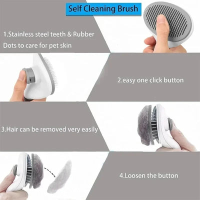 Self-Cleaning Pet Hair Brush – Grooming Comb for Dogs & Cats