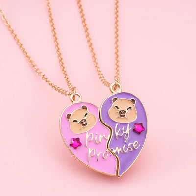 Qpeach 2Pcs/set Cute Cartoon Capybara Pendant BFF Necklace for Best Friends – Friendship Jewelry Gift