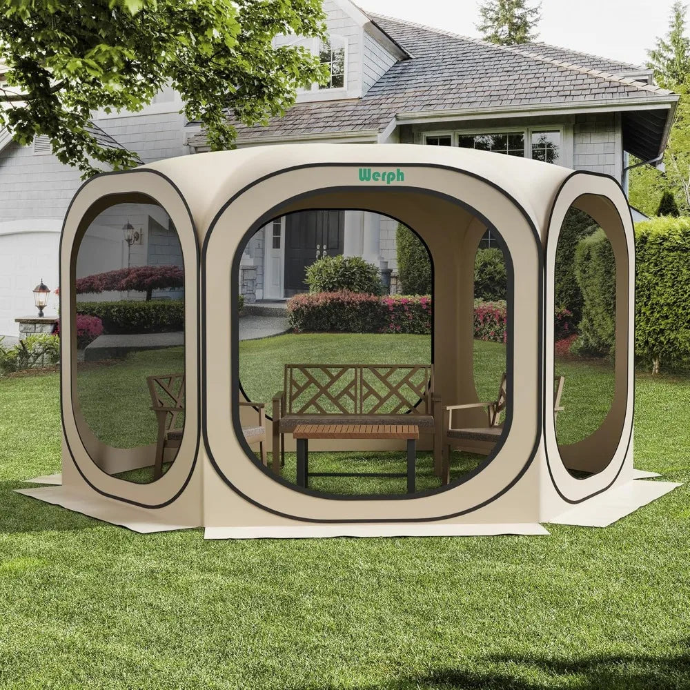 Pop Up Screen Tent Canopy – 12x12 FT Portable Outdoor Screen Room with Mosquito Net & Carry Bag