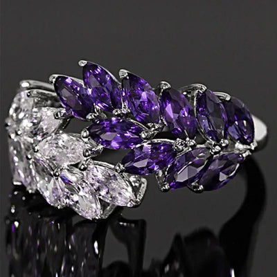 Purple Cubic Zirconia Cocktail Ring – High-End Square Crystal Women’s Fashion Jewelry (2025)