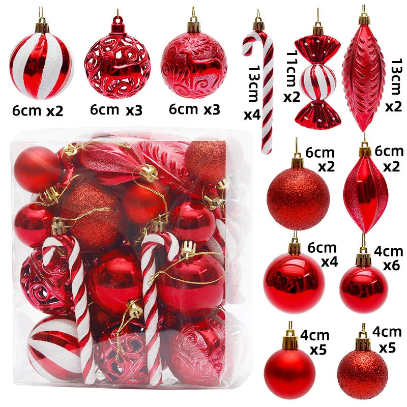 Christmas Ball Ornament Set – 29/36/40pcs Red, Gold & Silver Hanging Tree Decorations (2024 Edition)