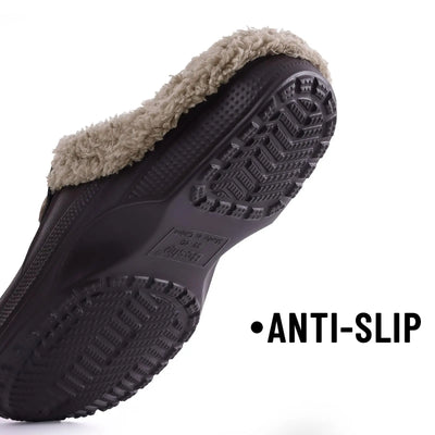 Asgard Men’s Winter Fur Slippers – Waterproof Plush Outdoor/Indoor Warm Non-Slip Shoes