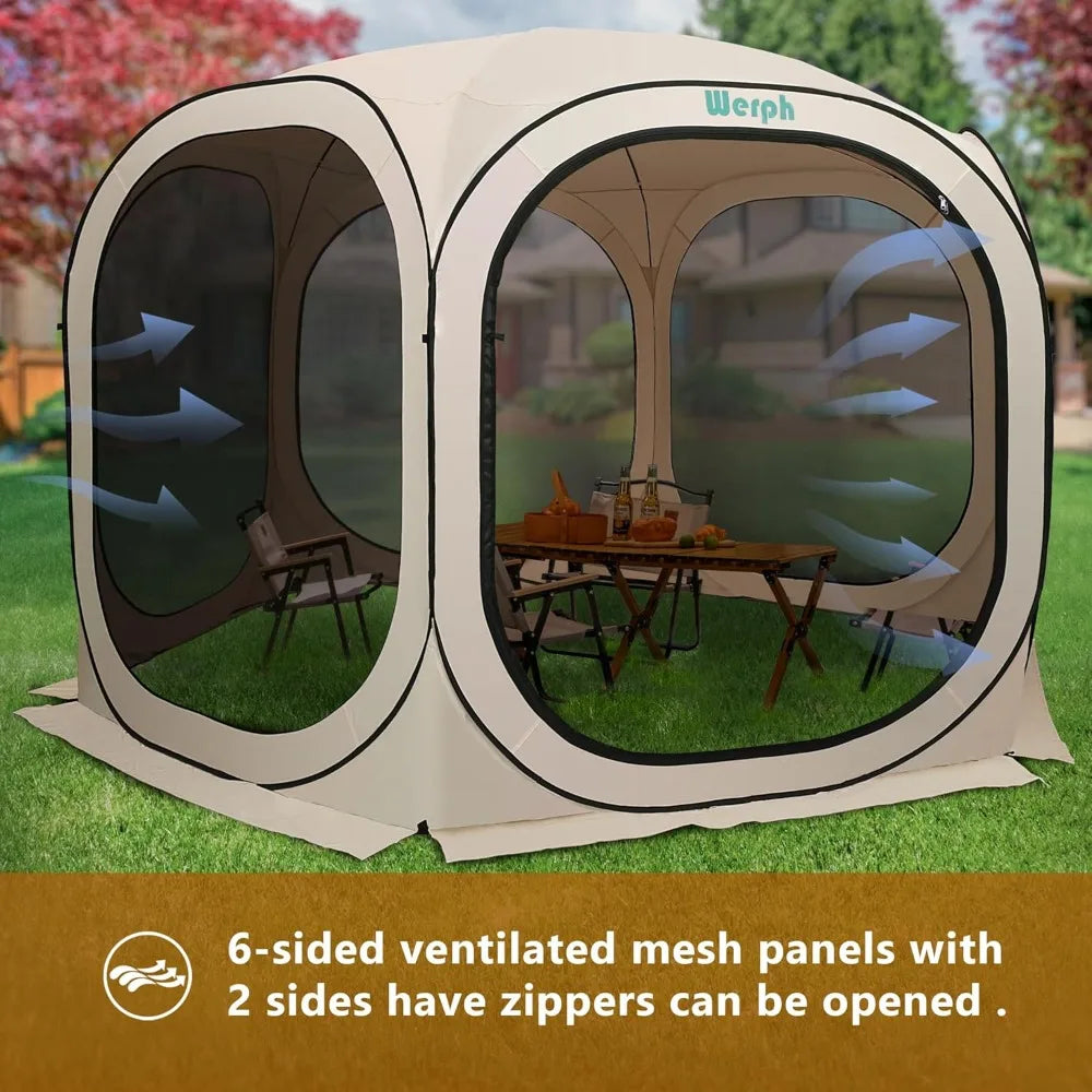 Pop Up Screen Tent Canopy – 12x12 FT Portable Outdoor Screen Room with Mosquito Net & Carry Bag