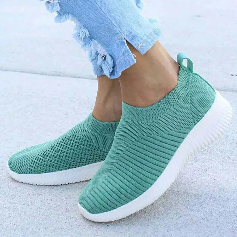 Women’s Slip-On Breathable Sneakers – Lightweight Casual Vulcanized Shoes