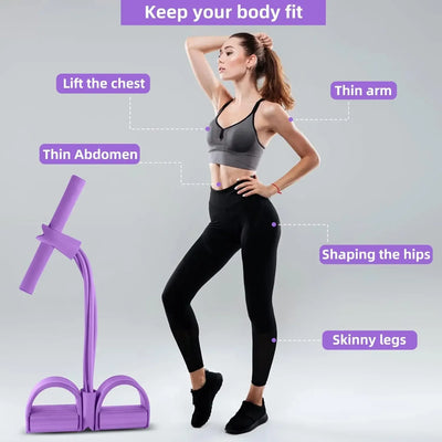 4-Level Resistance Band Tensioner – Non-Slip Handles | Home Workout Trainer for Abs, Yoga, Arms & Legs