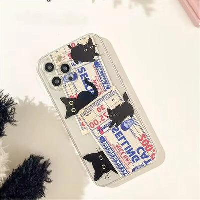 Doodle Angry Cat iPhone Case – Clear Soft Silicone Cover with Full Camera Protection