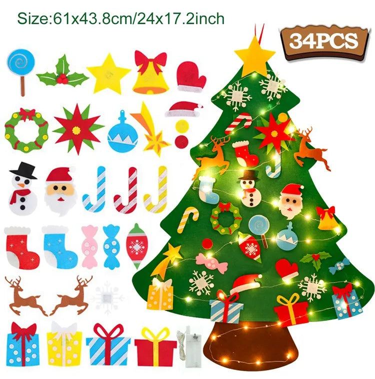 DIY Felt Christmas Tree for Kids – Home Decoration with Removable Ornaments (2025 Xmas)