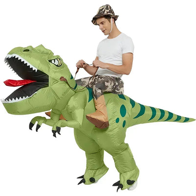 Inflatable Riding Dinosaur Costume – Funny Green Dino Suit for Kids & Adults