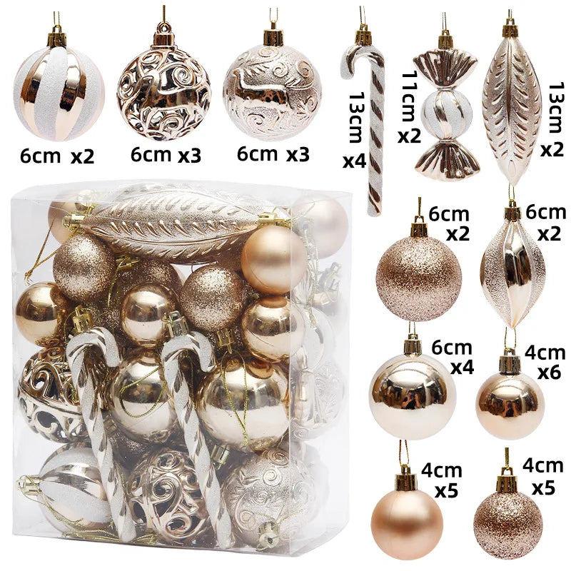 Christmas Ball Ornament Set – 29/36/40pcs Red, Gold & Silver Hanging Tree Decorations (2024 Edition)
