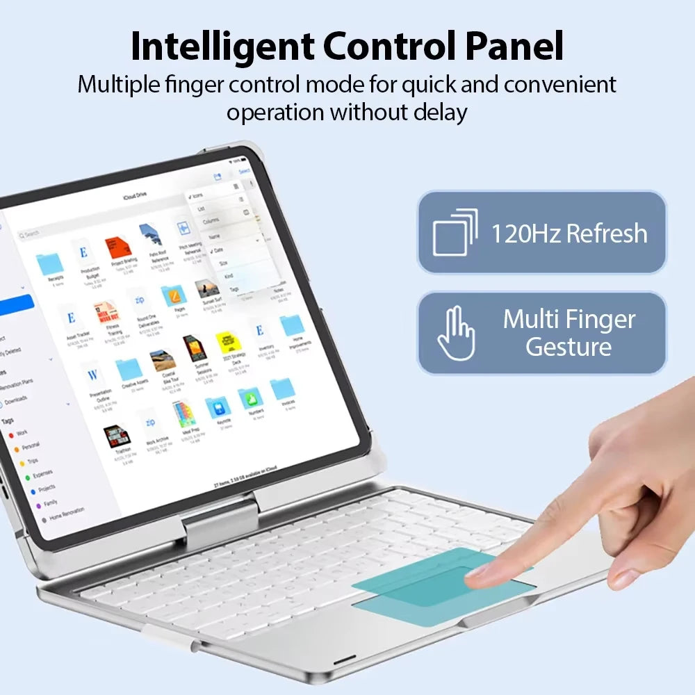 Magic Keyboard Case for iPad – Backlit Touchpad Keyboard Cover for iPad Air/Pro (Multiple Models, 7th–10th Gen, M2/M4 Compatible)