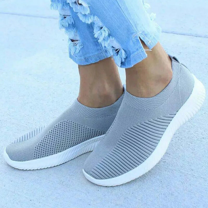Women’s Slip-On Breathable Sneakers – Lightweight Casual Vulcanized Shoes