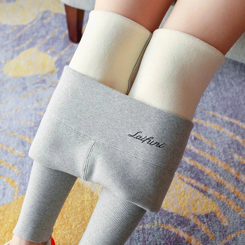 Women’s Thickened Lamb Wool Leggings – High-Waist Fleece Lined Winter Thermal Stretch Pants