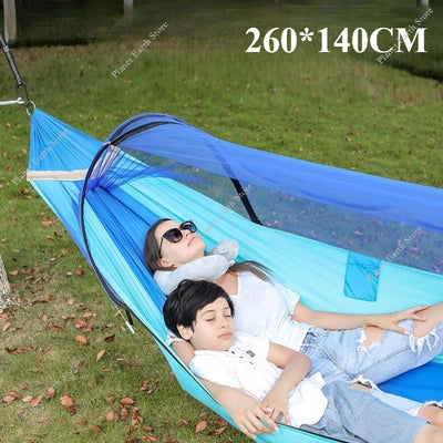 Camping Hammock with Mosquito Net 2025 – Outdoor Sleeping Hammock for Camping & Garden with Storage Bag