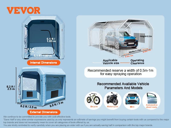 SucceBuy Inflatable Paint Booth – Portable Car Spray Booth with Dual Blowers & Advanced Air Filtration System
