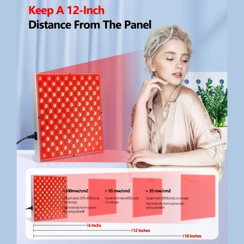 LED Red Light Therapy Panel – 225 LEDs 660nm & 850nm for Anti-Aging & Pain Relief