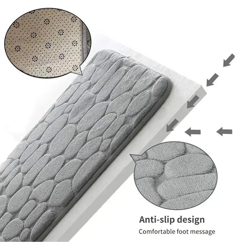 Embossed Fiber Non-Slip Floor Mat for Bathroom & Living Room