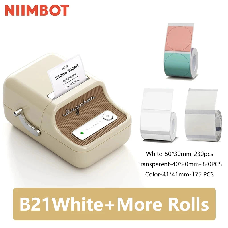 Niimbot B21 / B21S Mini Portable Thermal Label Printer – Bluetooth Wireless Sticker Printer for Home & Office