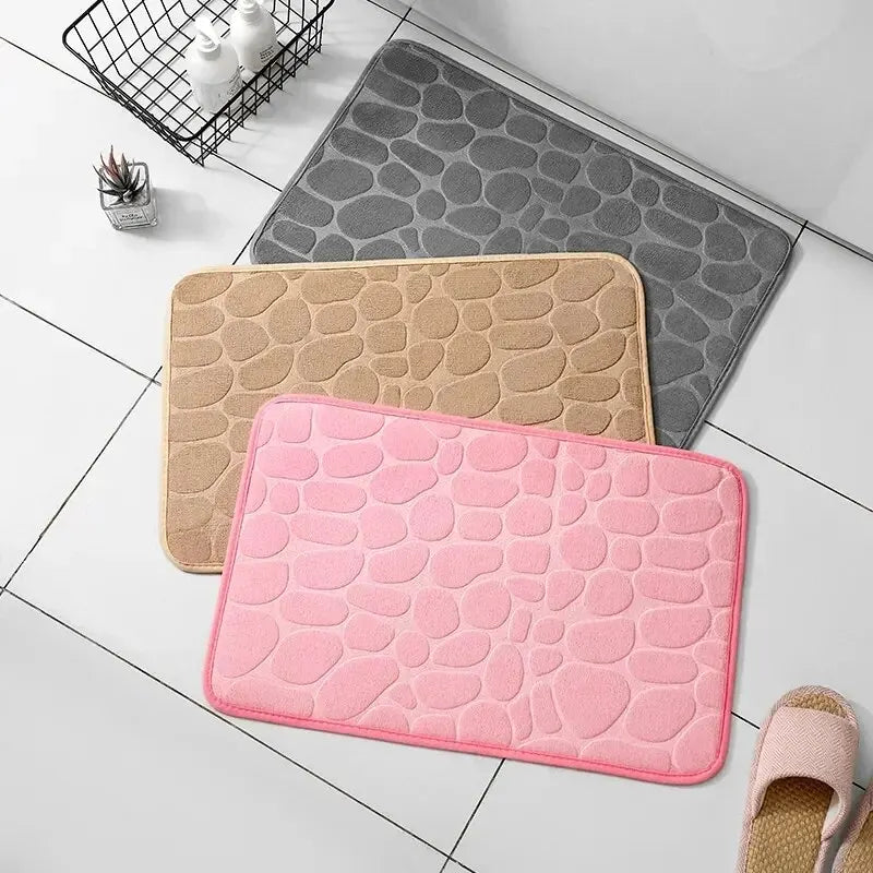 Embossed Fiber Non-Slip Floor Mat for Bathroom & Living Room