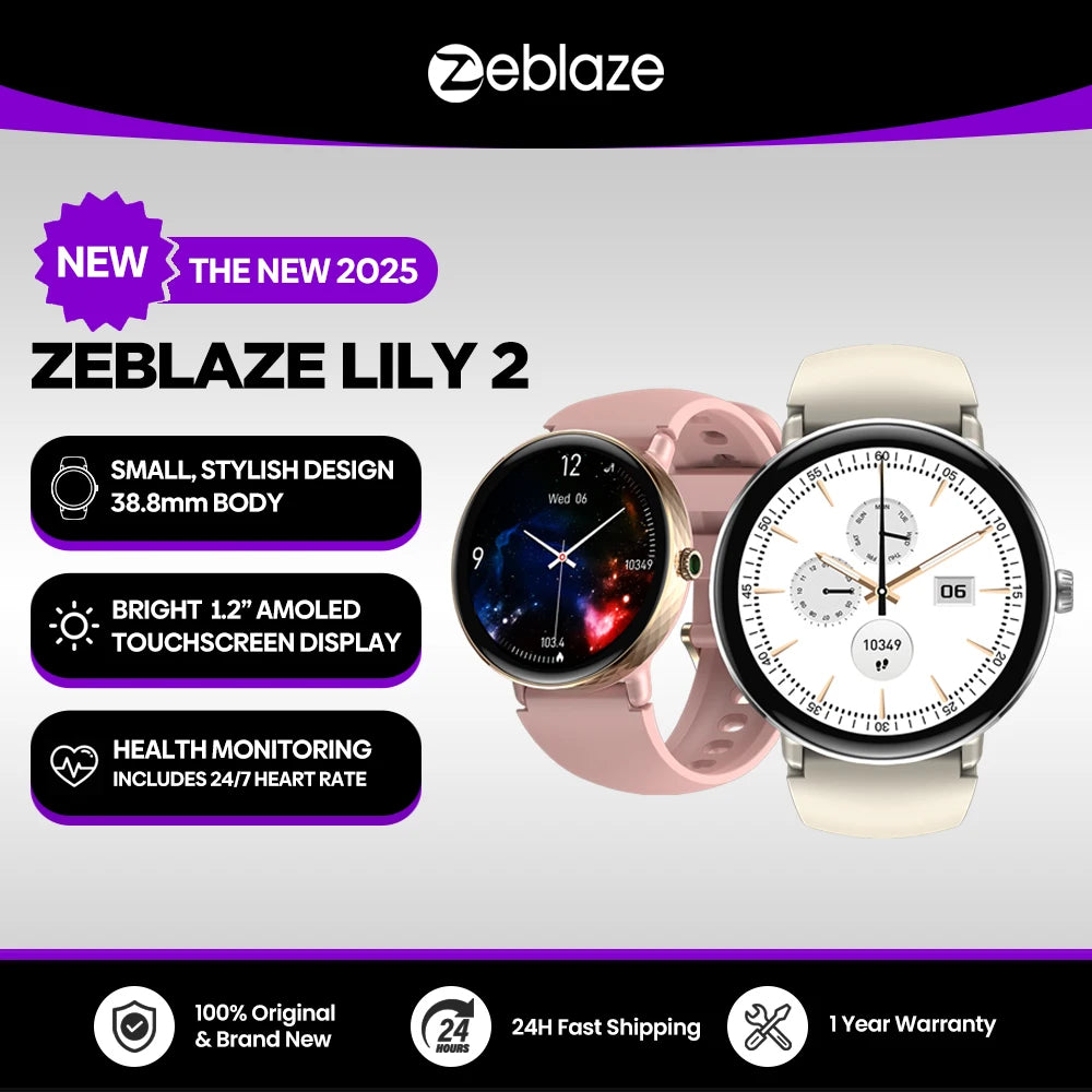 Zeblaze LILY 2 Smartwatch – Women’s AMOLED Fitness Watch with Voice Calling (2025 Model)