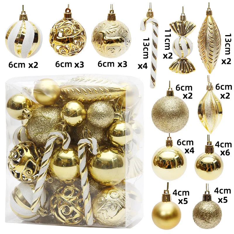 Christmas Ball Ornament Set – 29/36/40pcs Red, Gold & Silver Hanging Tree Decorations (2024 Edition)