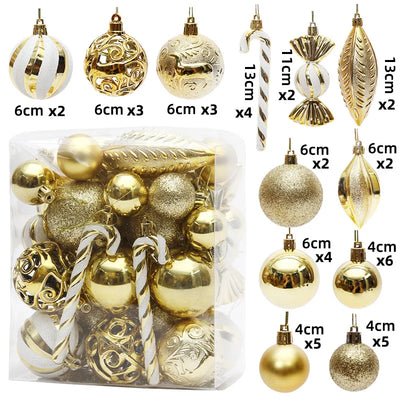 Christmas Ball Ornament Set – 29/36/40pcs Red, Gold & Silver Hanging Tree Decorations (2024 Edition)