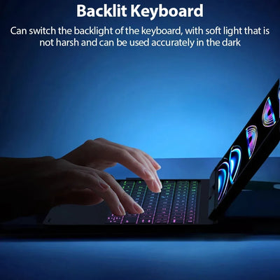 Magic Keyboard Case for iPad – Backlit Touchpad Keyboard Cover for iPad Air/Pro (Multiple Models, 7th–10th Gen, M2/M4 Compatible)