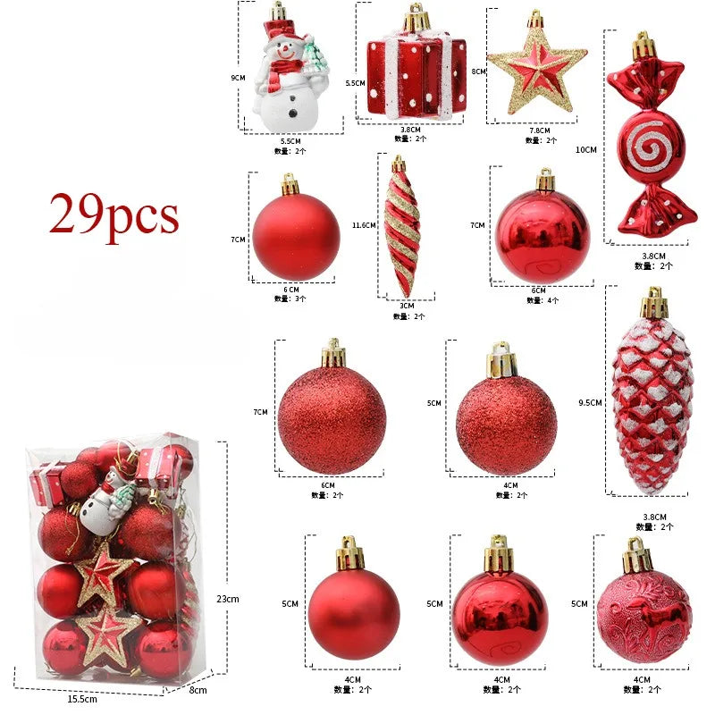 Christmas Ball Ornament Set – 29/36/40pcs Red, Gold & Silver Hanging Tree Decorations (2024 Edition)