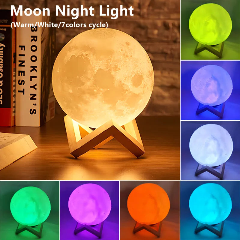 Galaxy Moon Lamp – 3D LED Night Light for Bedroom & Gifts