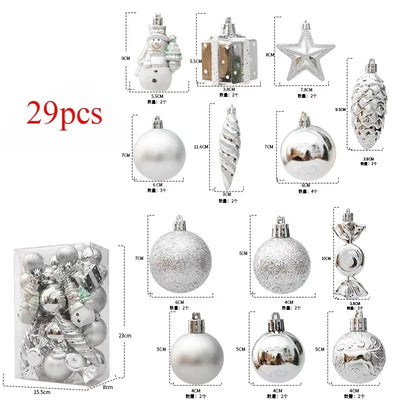 Christmas Ball Ornament Set – 29/36/40pcs Red, Gold & Silver Hanging Tree Decorations (2024 Edition)