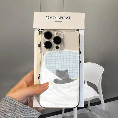 Doodle Angry Cat iPhone Case – Clear Soft Silicone Cover with Full Camera Protection