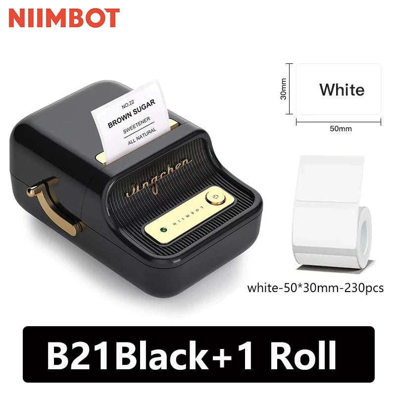 Niimbot B21 / B21S Mini Portable Thermal Label Printer – Bluetooth Wireless Sticker Printer for Home & Office